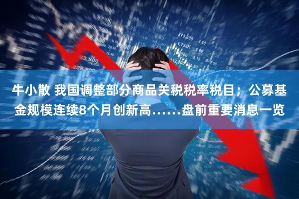 牛小散 我国调整部分商品关税税率税目；公募基金规模连续8个月创新高……盘前重要消息一览